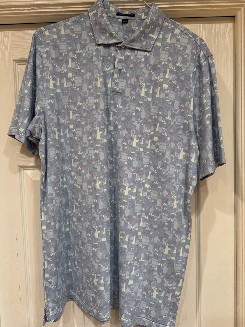 Peter Millar Light Blue Abstract Geometric Polo